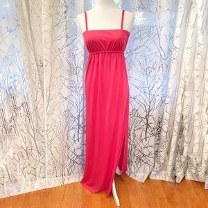 Vintage JODY T of California pink square neck spaghetti strap long maxi dress